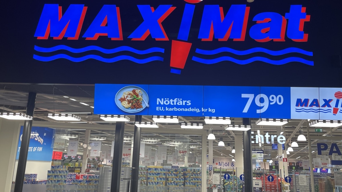 Foto av inngangen til Maximat-butikk i Sverige.